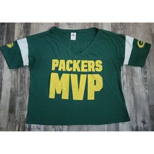 PINK Victoria's Secret NFL T-Shirt Womens Large Green Packers MVP V-Neck Tee